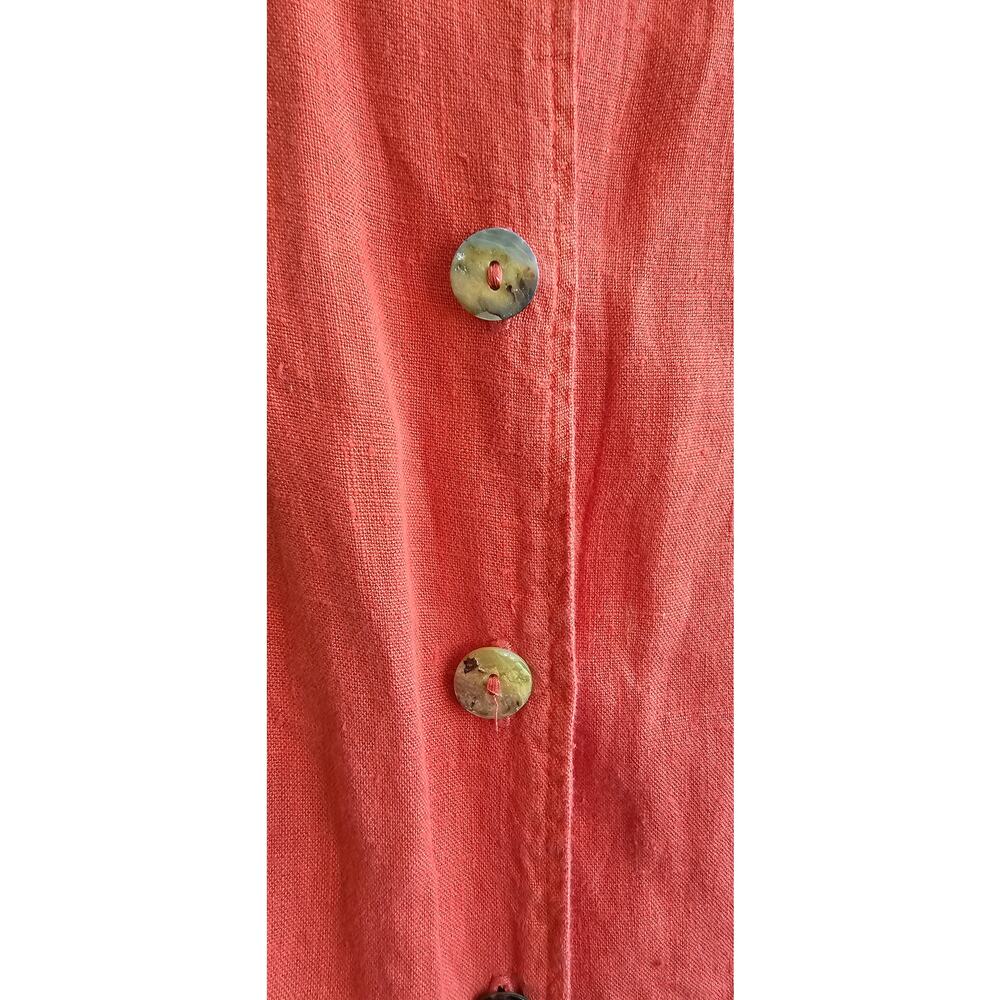 VTG Donna Women's 100% Linen Relaxed Fit Button Front Jacket Size L Muted Orange - Picture 3 of 6